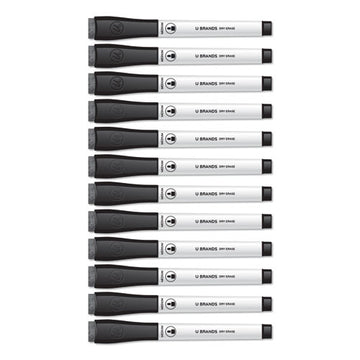 U Brands Medium Point Low-odor Dry-erase Markers With Erasers, Medium Bullet Tip, Black, Dozen freeshipping - TVN Wholesale